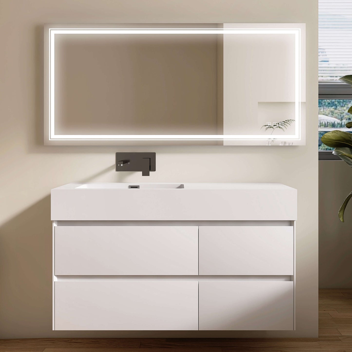 Medunjess 59'' Luminelle LED Mirror Adjustable brightness and color temperature