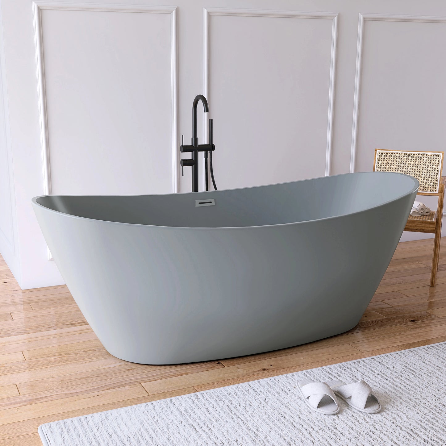 Medunjess 71” Arc Freestanding acrylic bathtub