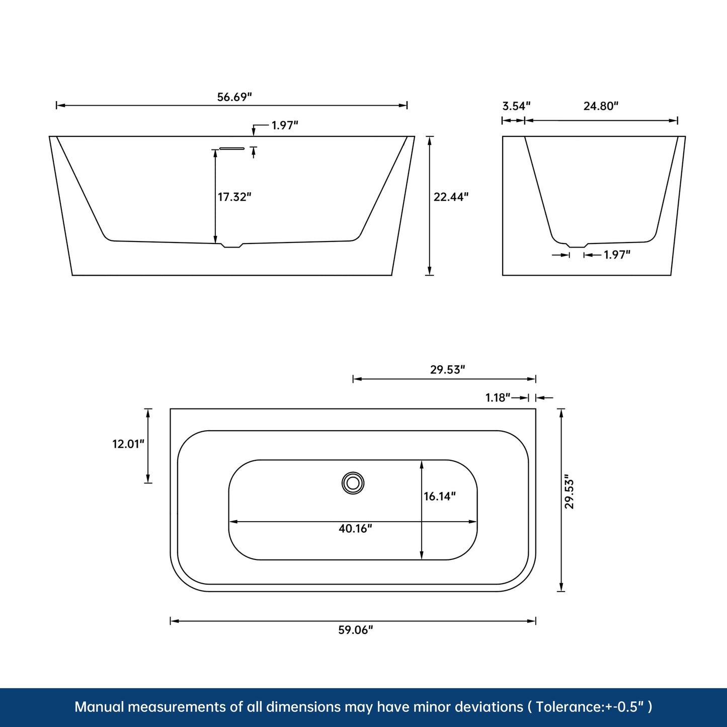 Medunjess 59'' Serenity Freestanding acrylic bathtub