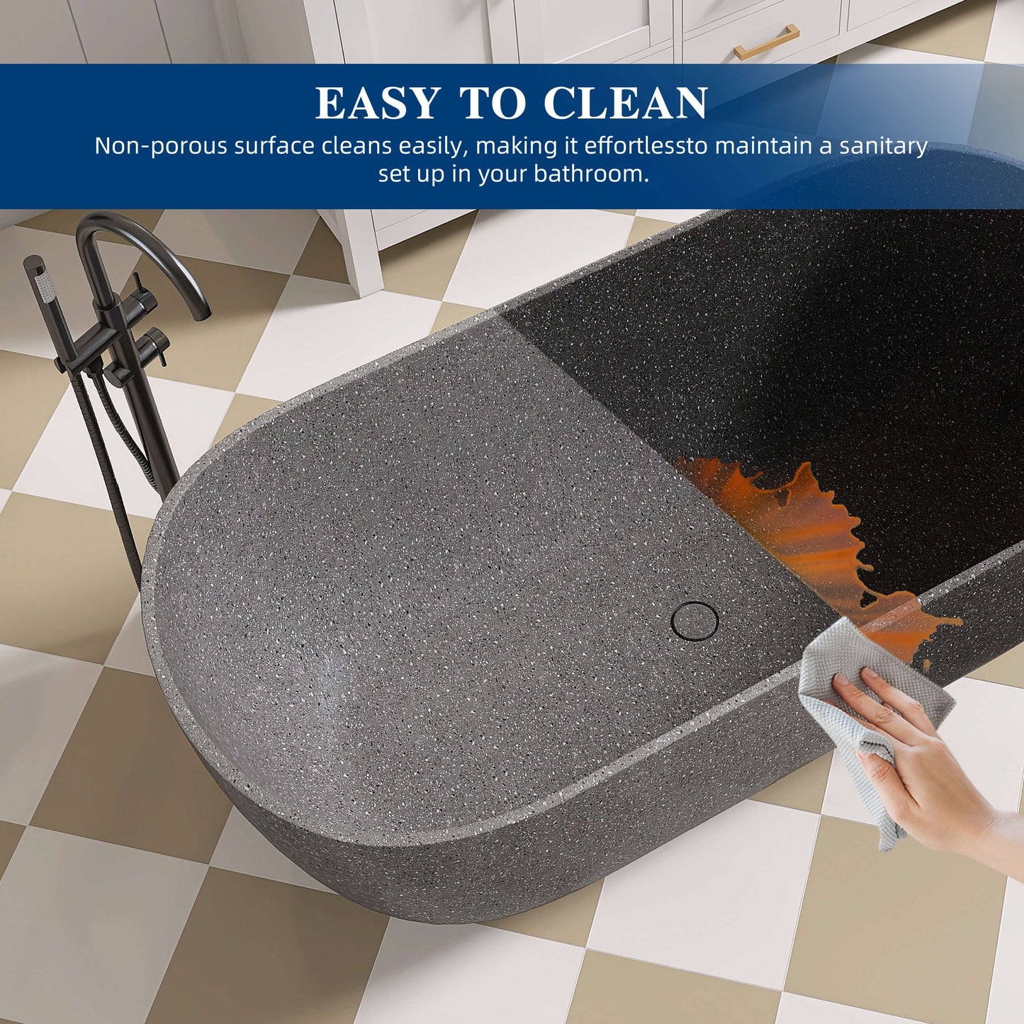 Medunjess 63'' Flecksione Freestanding Terrazzo Bathtub