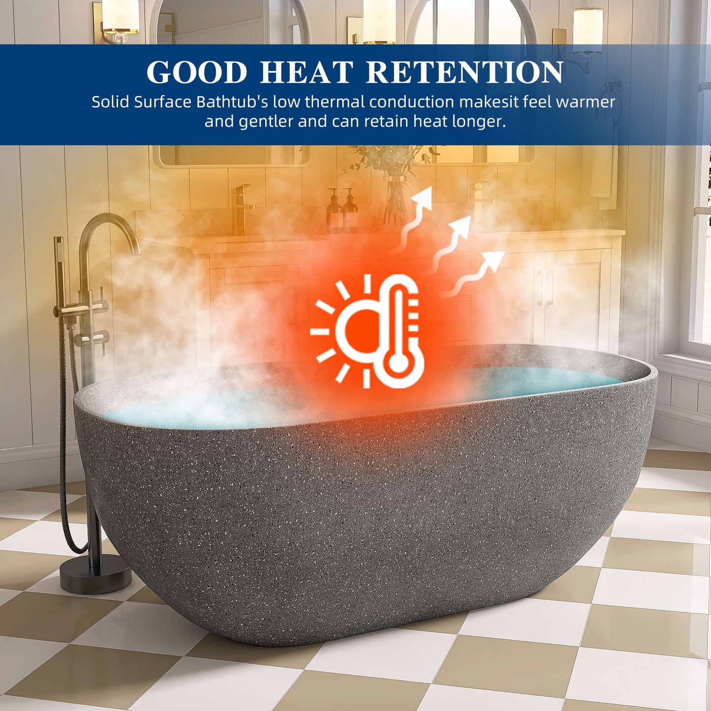 Medunjess 63'' Flecksione Freestanding Terrazzo Bathtub