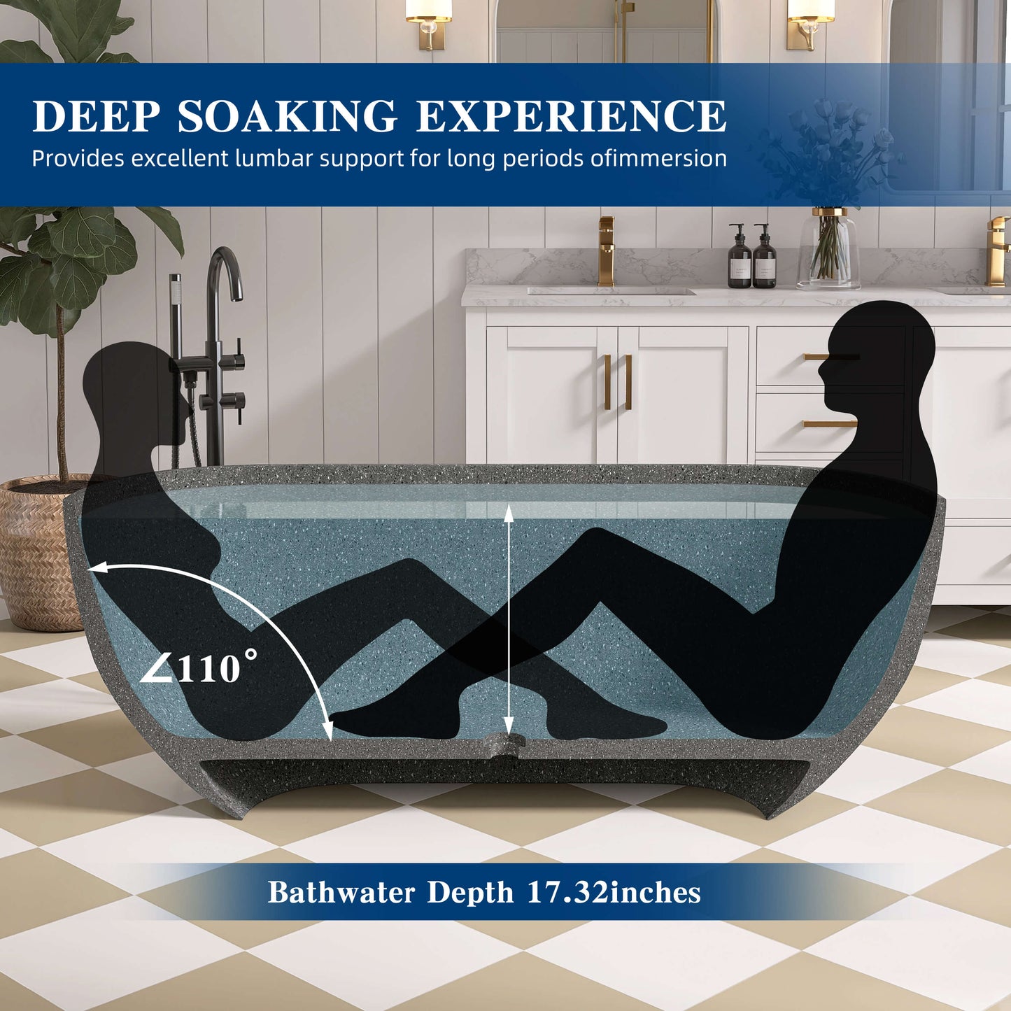 Medunjess 63'' Flecksione Freestanding Terrazzo Bathtub
