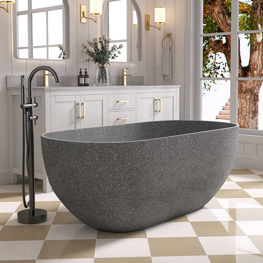Medunjess 63'' Flecksione Freestanding Terrazzo Bathtub