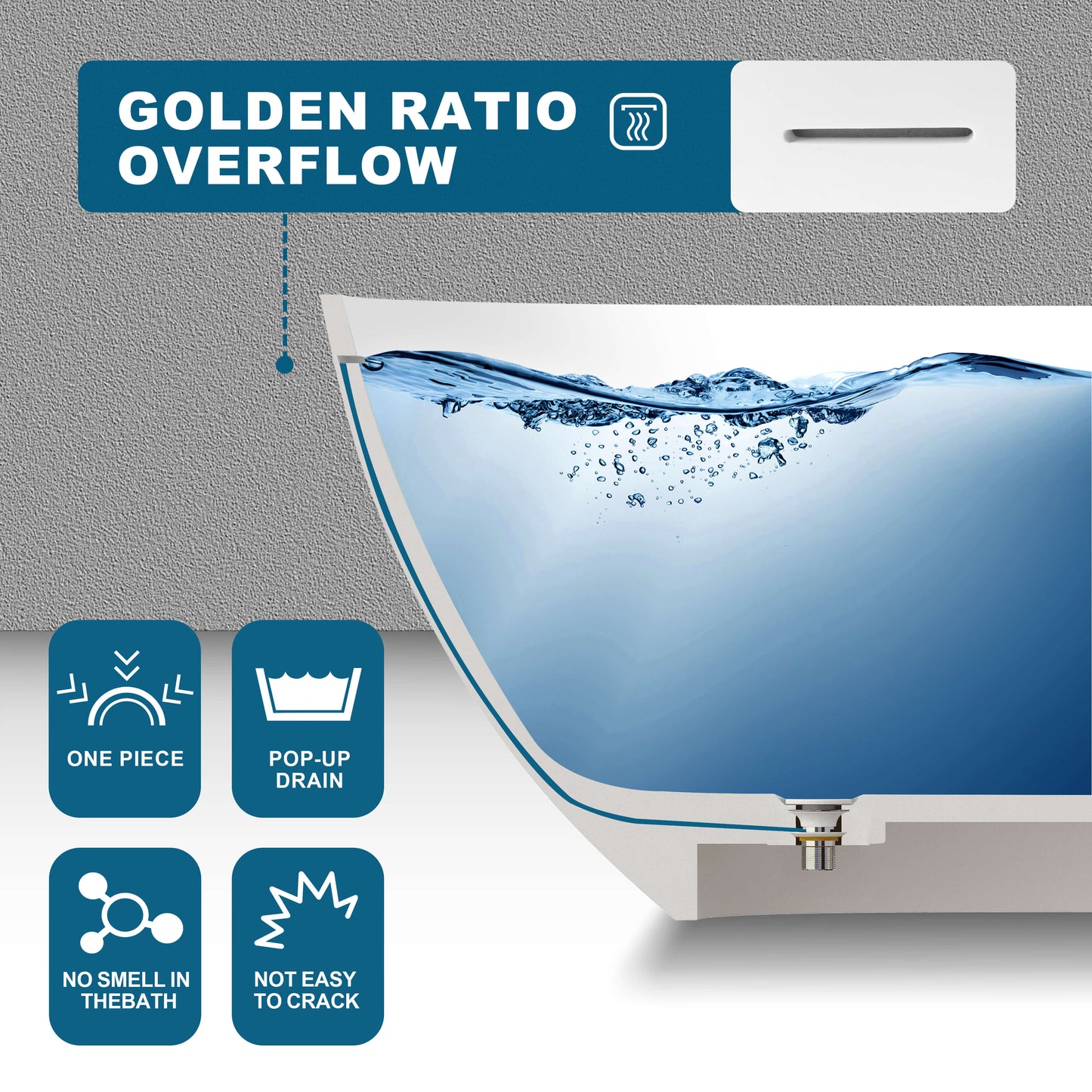 Medunjess 51'' Freestanding Compact Soaking Solid Surface Bathtub