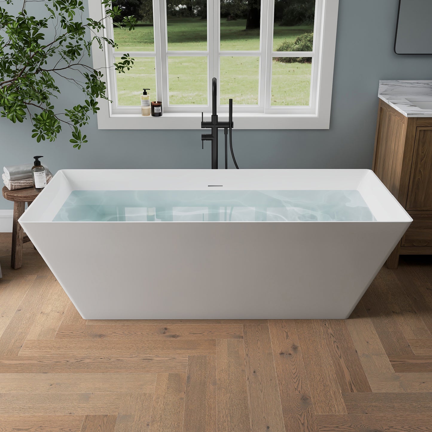 Medunjess 67'' Bowen Freestanding Acrylic Tub Deep Soaking Bathtub