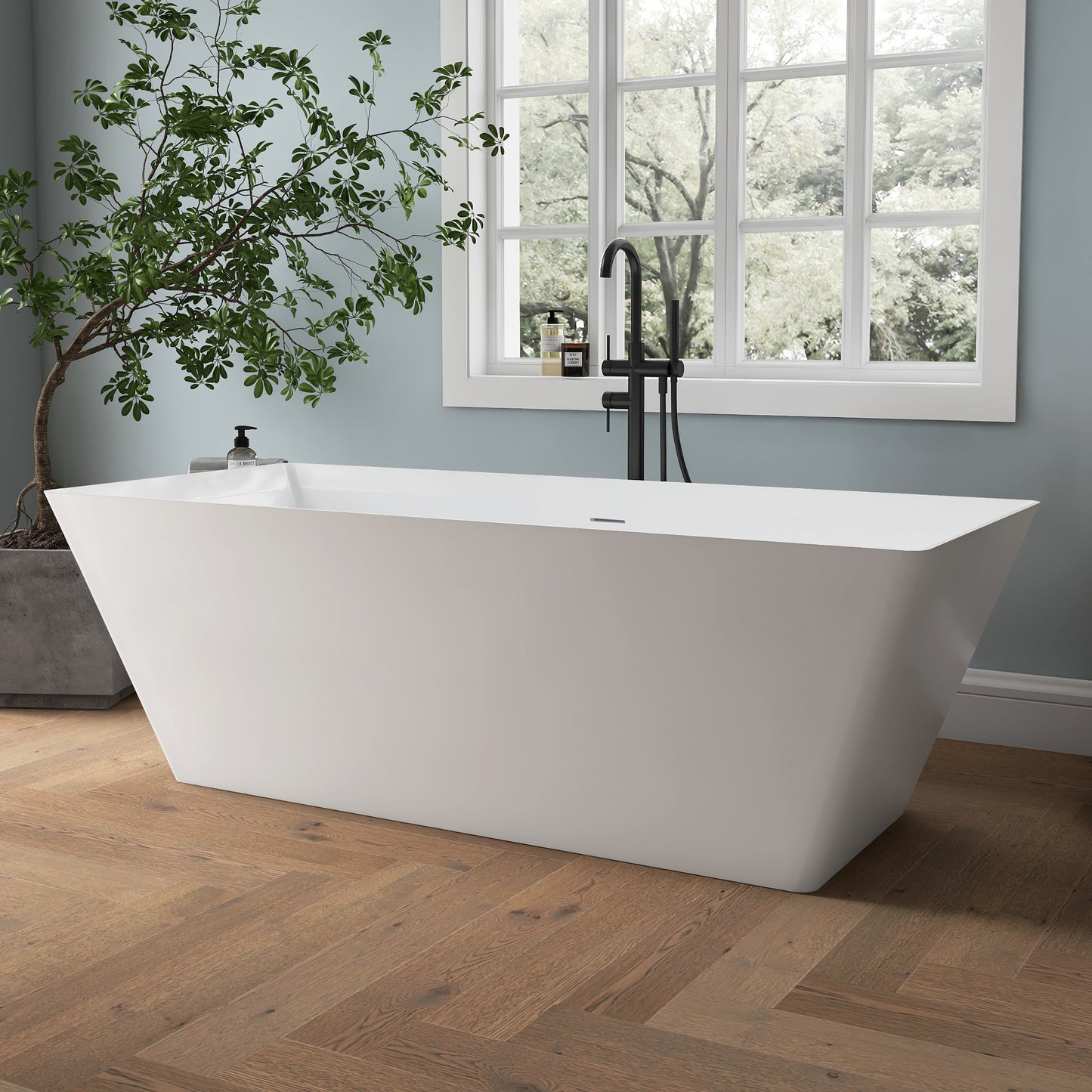 Medunjess 67'' Still Acrylic Freestanding Tub Freestanding Soaking Bathtub