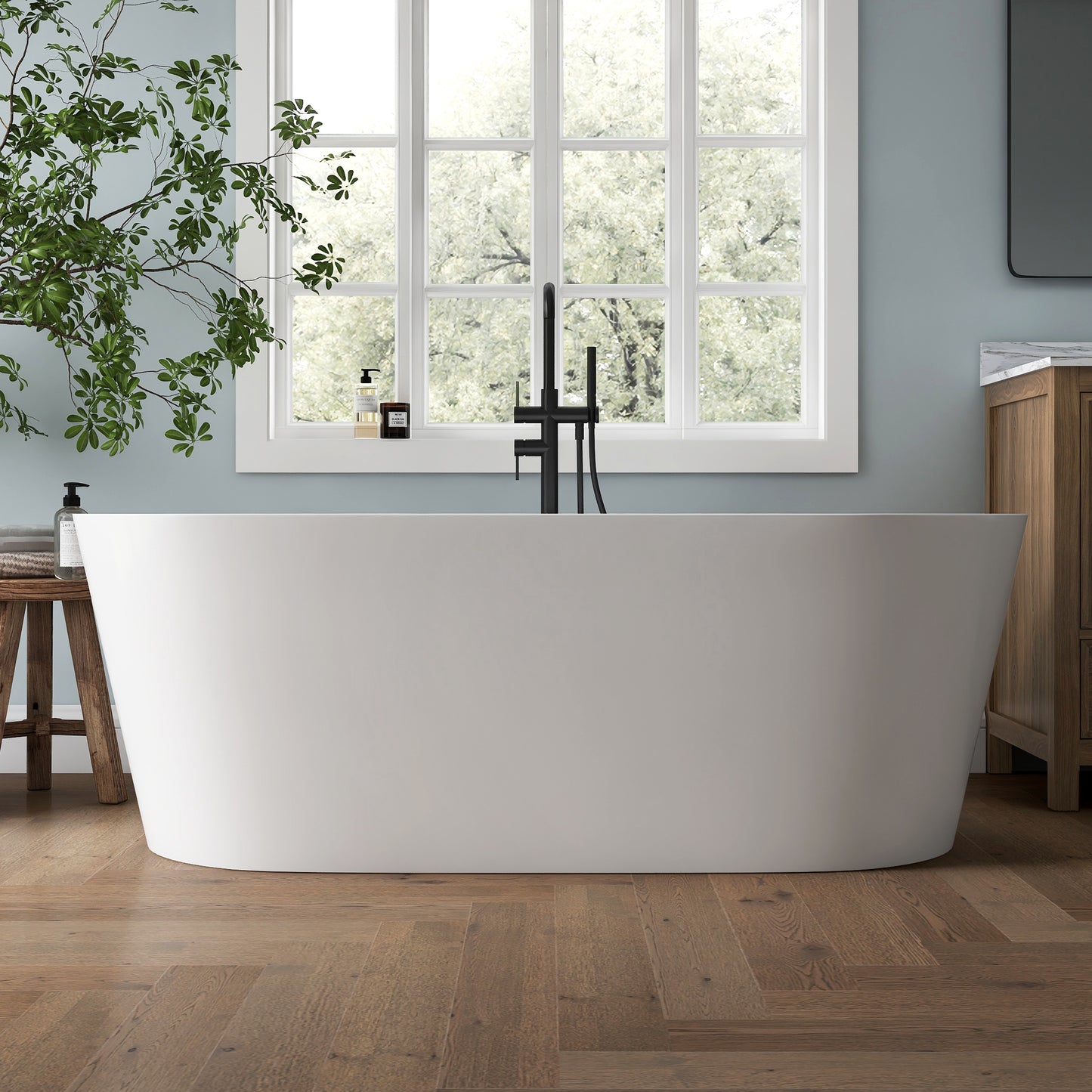 Medunjess 67'' Tide Acrylic Freestanding Tub Freestanding Soaking Bathtub