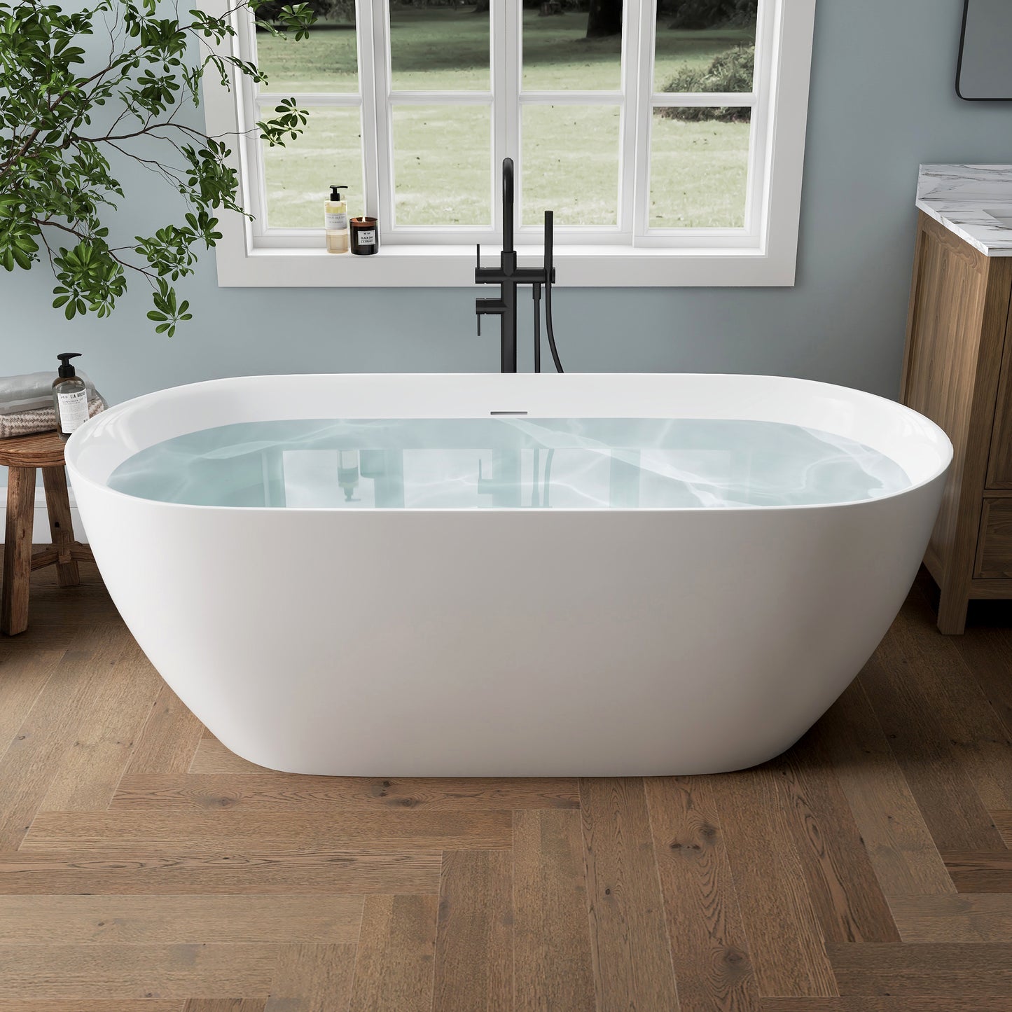 Medunjess 67'' Nova Acrylic Freestanding Tub Freestanding Soaking Bathtub