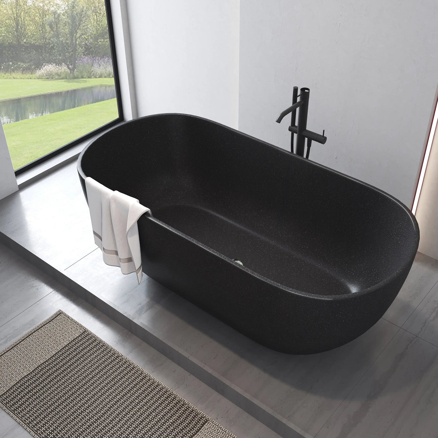 Medunjess 63'' Flecksione Freestanding Terrazzo Bathtub