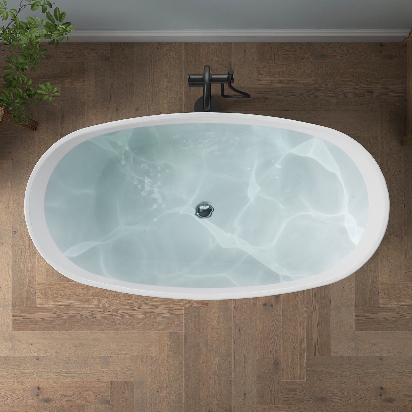 Medunjess 55'' Cascade Freestanding Tub Deep Soaking Acrylic Bathtub