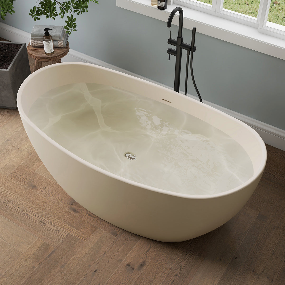 Medunjess 61'' Milk-Coffee Ethos Freestanding acrylic bathtub