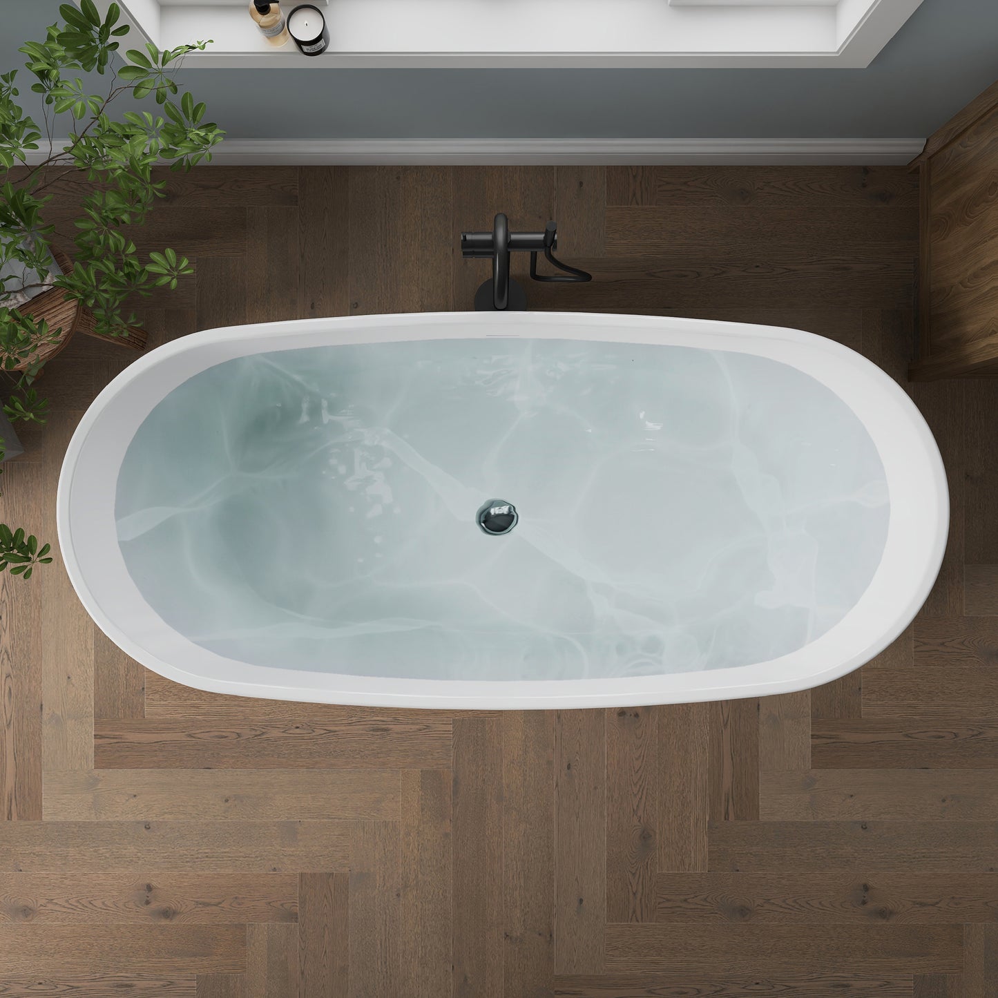 Medunjess 70'' Drift Freestanding Tub Deep Soaking Acrylic Bathtub