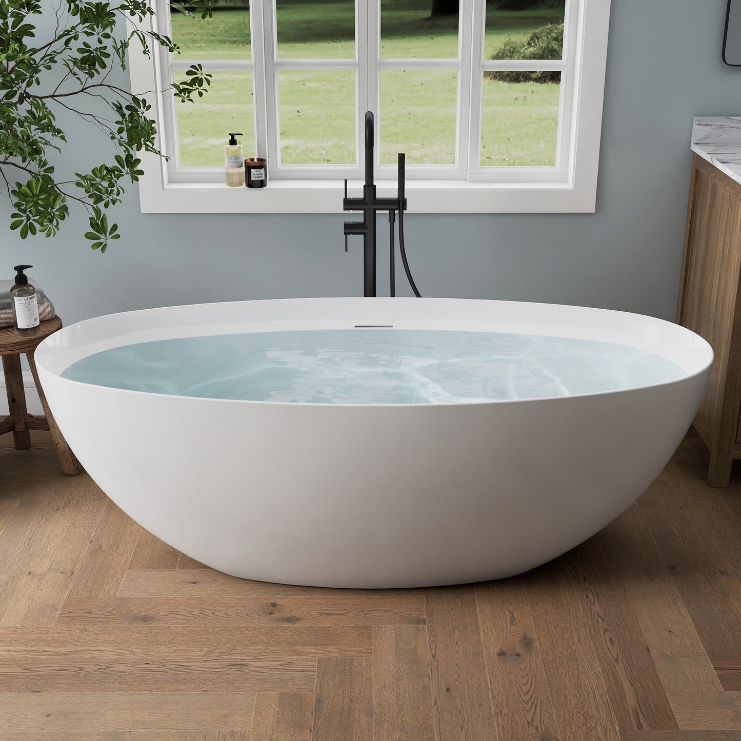 Medunjess 65" Minimalist Acrylic Freestanding Bathtub Soaking Tub