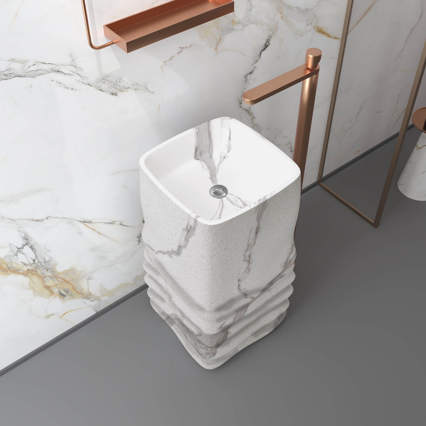 Medunjess 16.5''x33.4'' Plinth Pedestal Basin