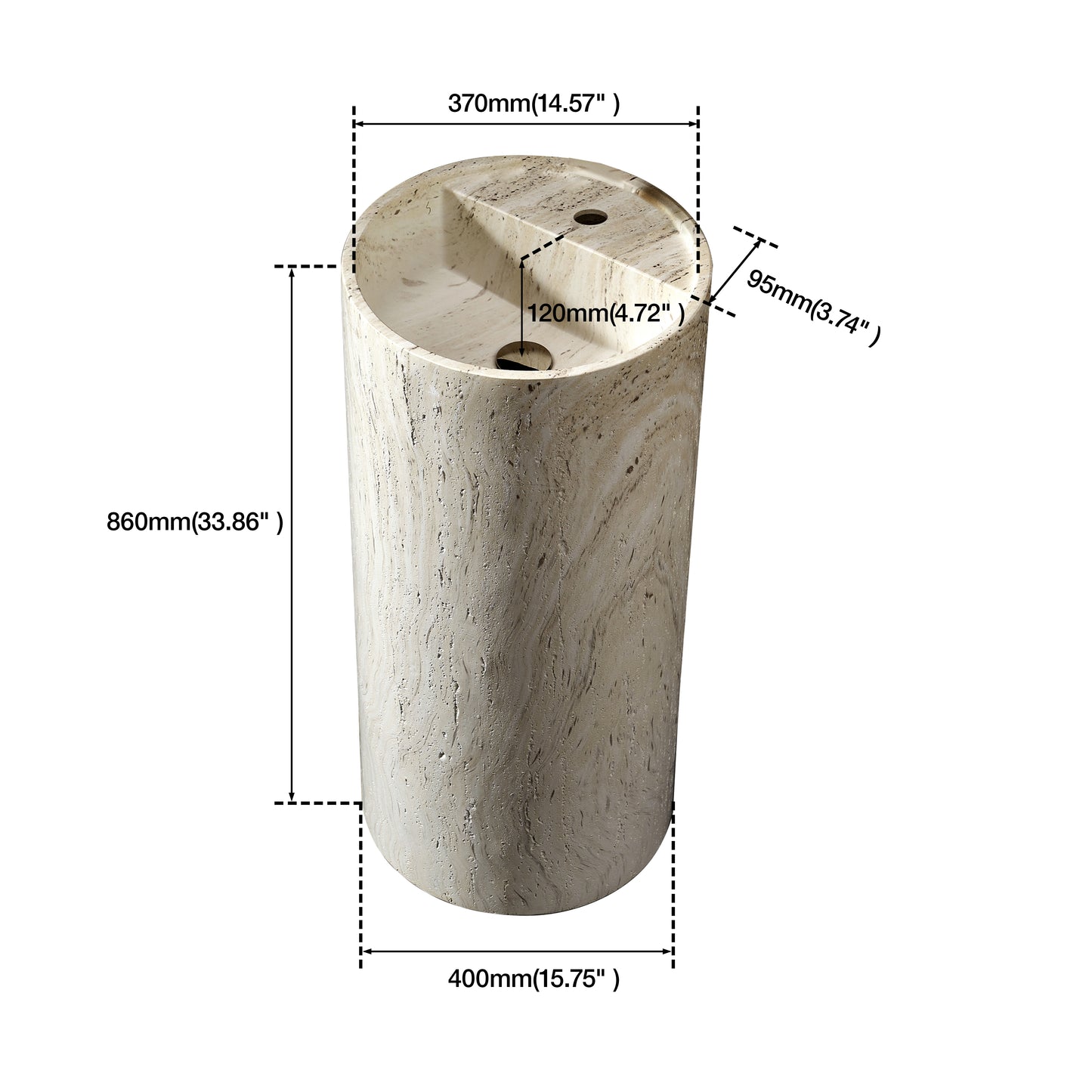 Medunjess 15.7"x33.8" Vintage Marble Bathroom Pedestal Sink