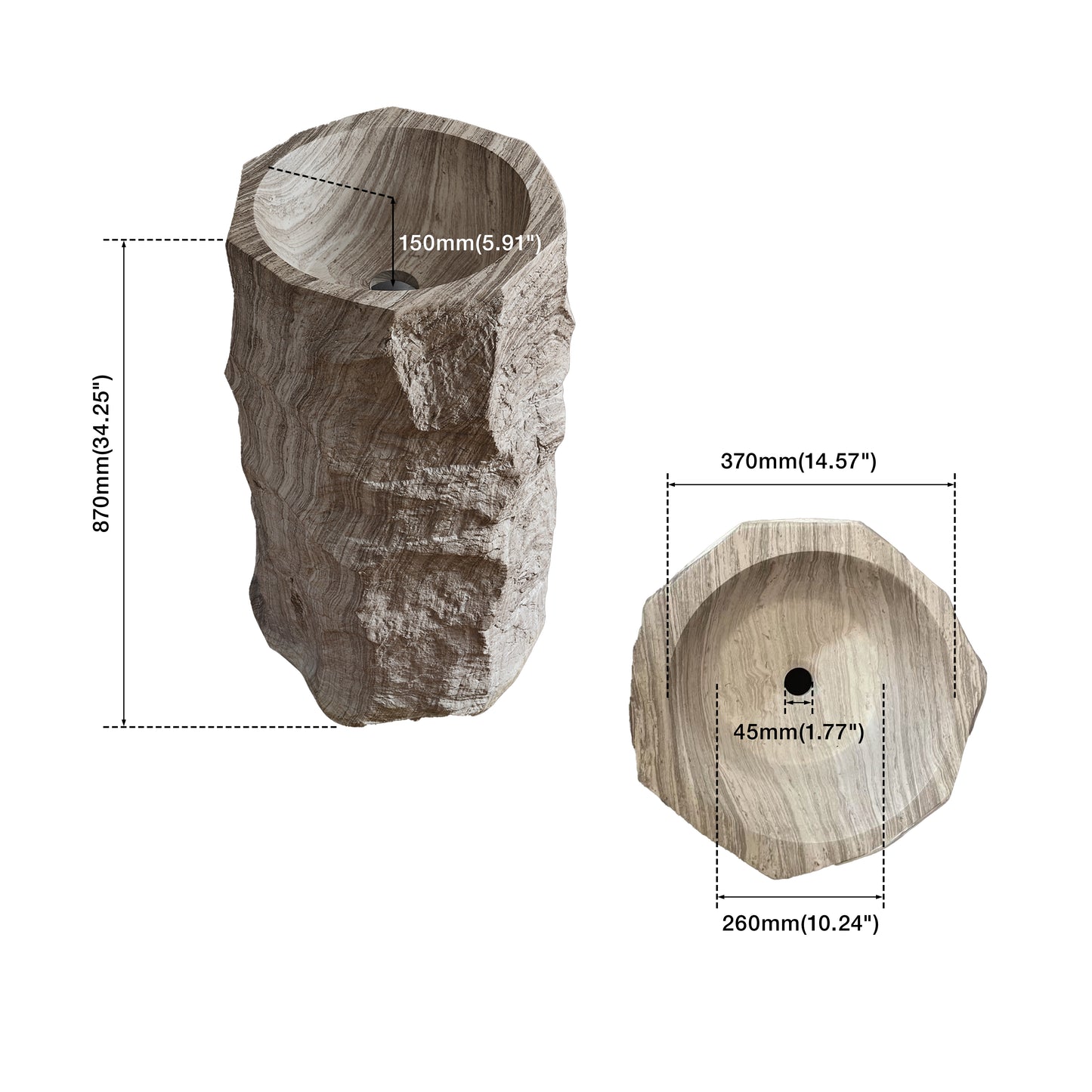 Medunjess 18.5''x34.2'' Sarcen Pedestal Basin