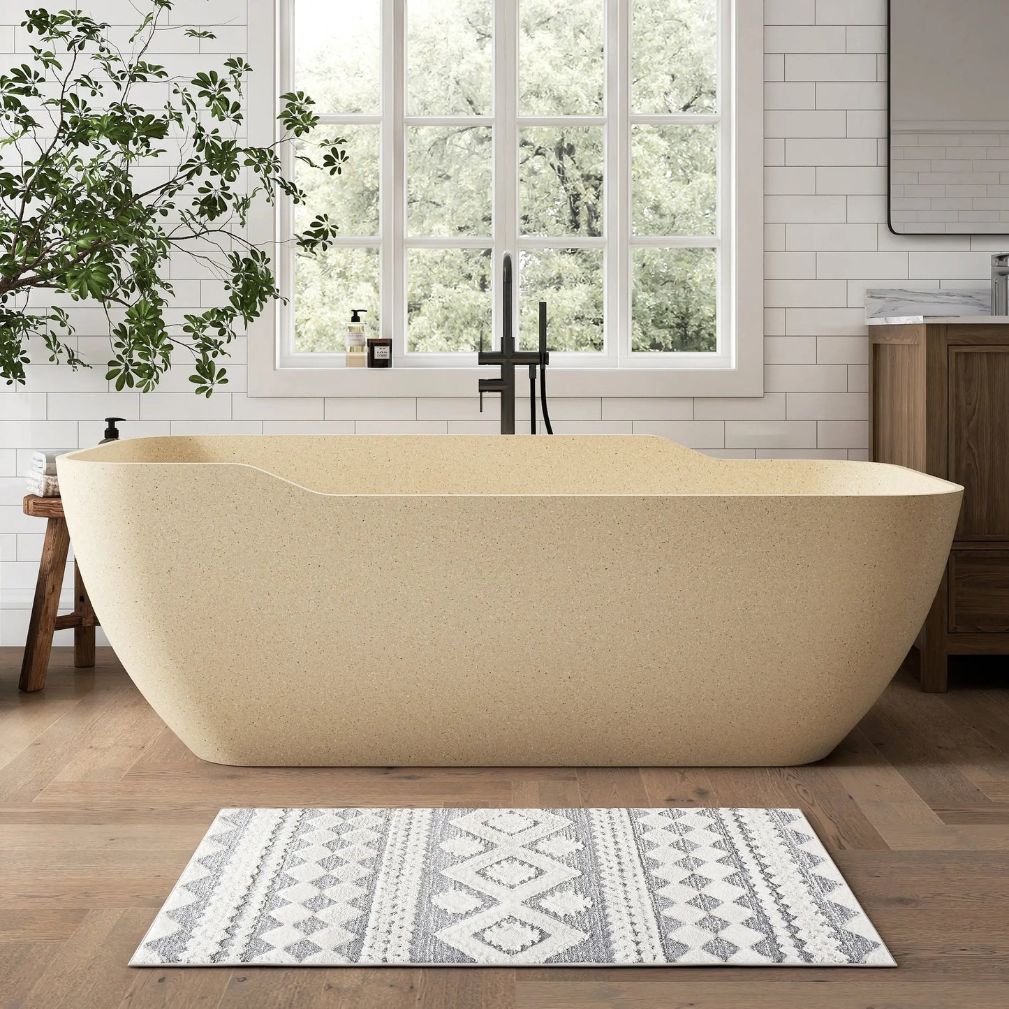 Medunjess 71" Petrichor Freestanding Terrazzo bathtub