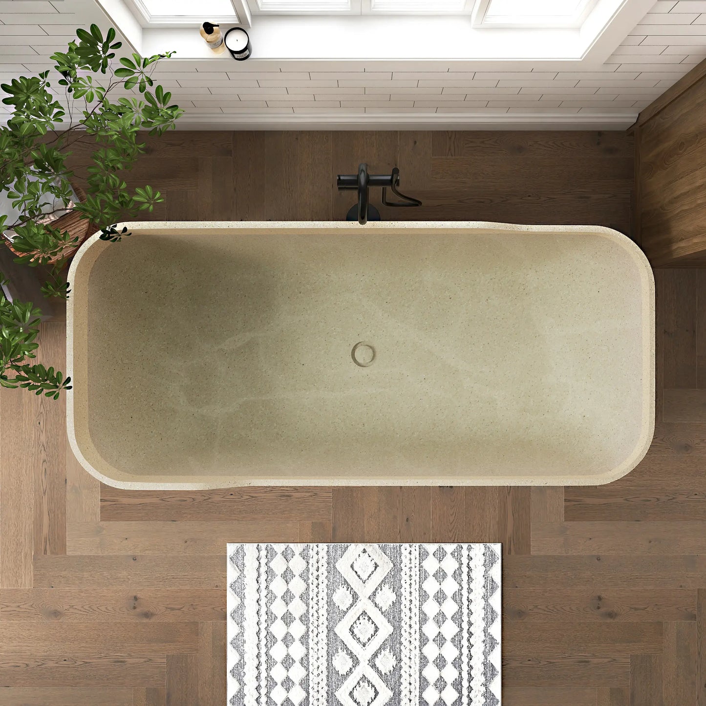Medunjess 71" Petrichor Freestanding Terrazzo bathtub