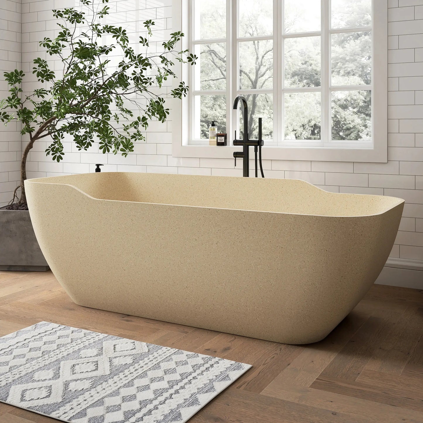 Medunjess 71" Petrichor Freestanding Terrazzo bathtub