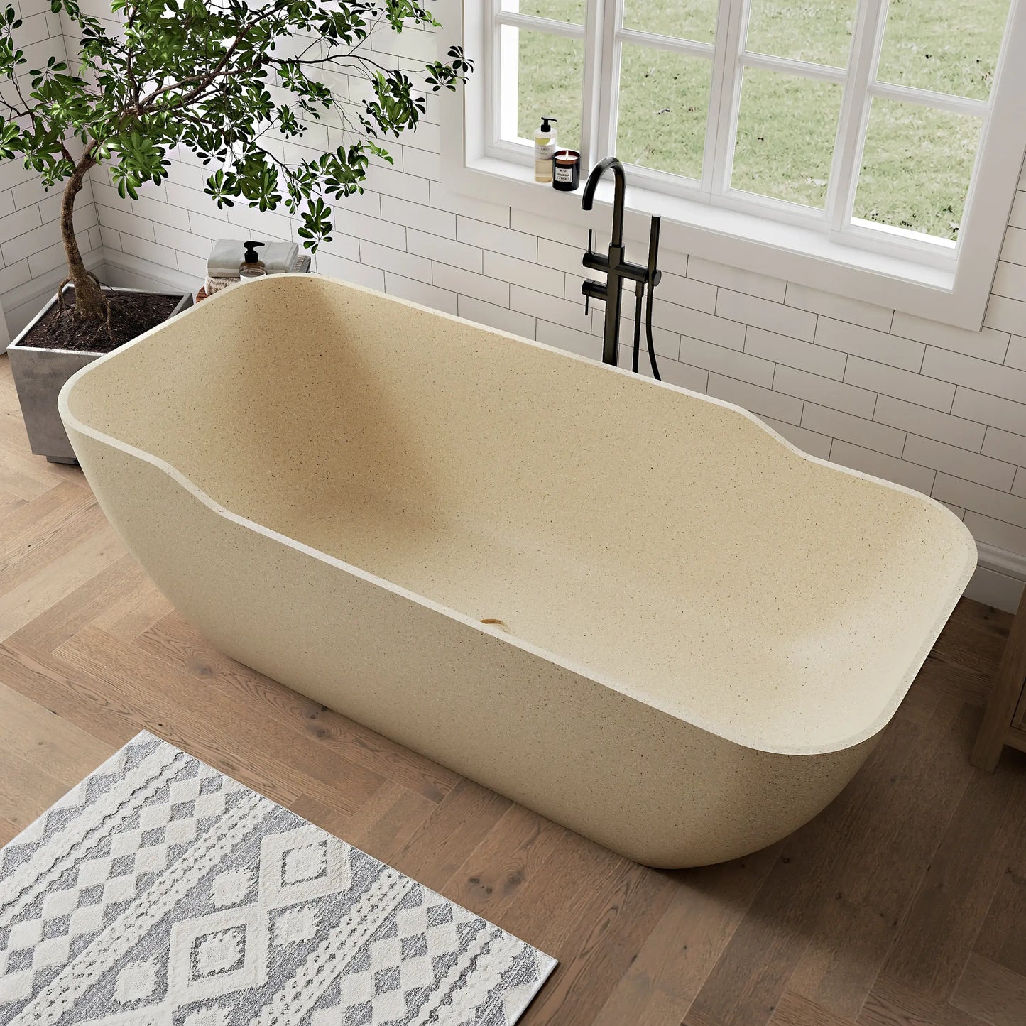 Medunjess 71" Petrichor Freestanding Terrazzo bathtub