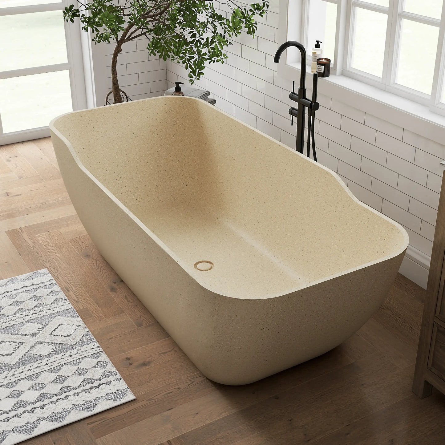 Medunjess 71" Petrichor Freestanding Terrazzo bathtub