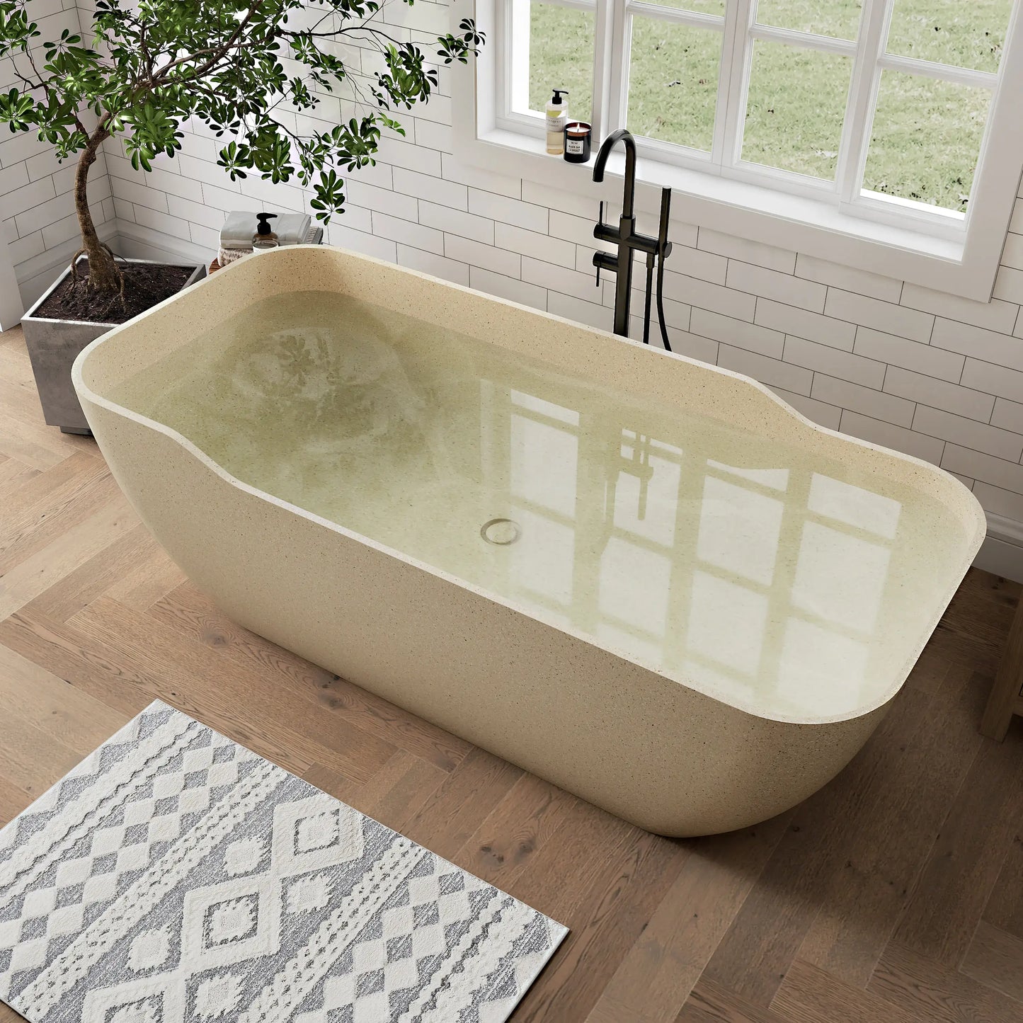 Medunjess 71" Petrichor Freestanding Terrazzo bathtub
