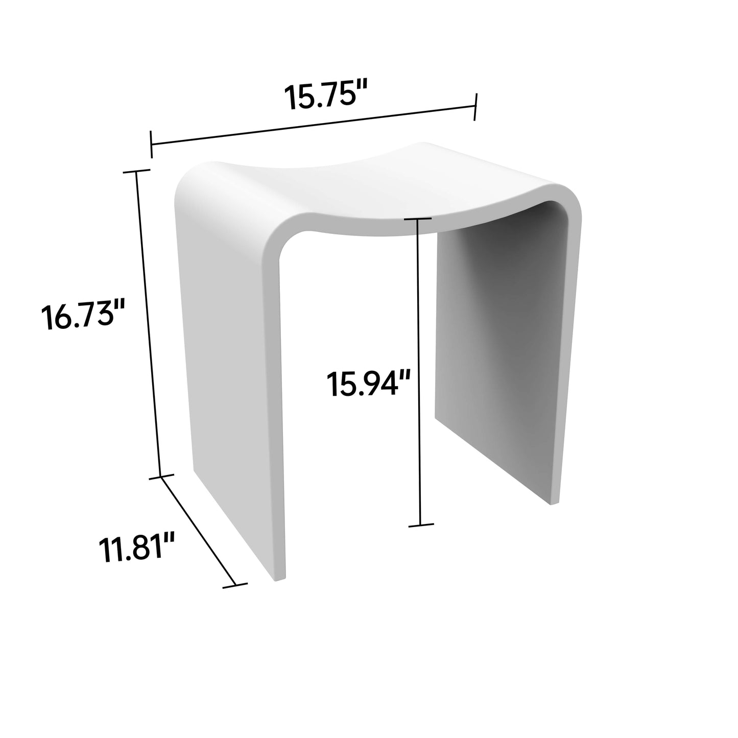 Medunjess 16''Solid Surface Shower Stool