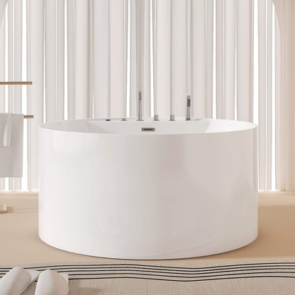 Medunjess 71” Aura Freestanding acrylic massage bathtub，6-nozzle massage