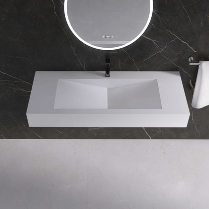 Medunjess 48'' Cantilever Wall Mounted Bathroom Sink Solid Surface Sink