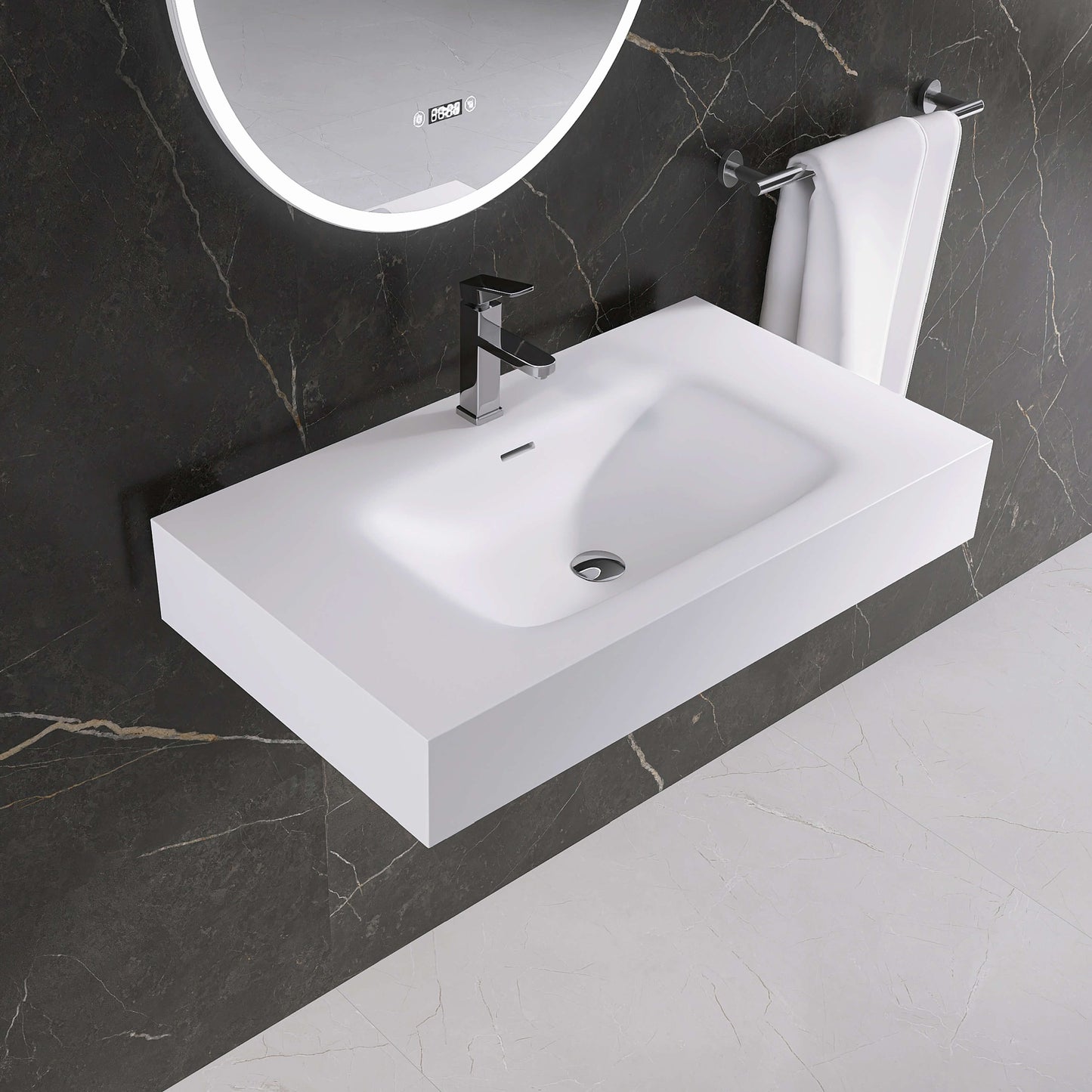 Medunjess 32'' Aether Wall Mounted Bathroom Sink Solid Surface Sink