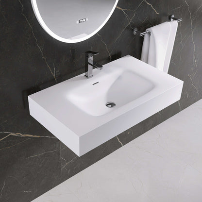 Medunjess 32'' Aether Wall Mounted Bathroom Sink Solid Surface Sink
