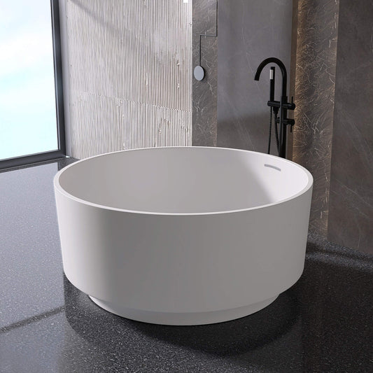 Medunjess 49" Eco-Friendly Round Resin Stone Bathtub