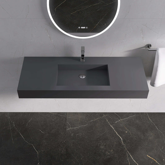 Medunjess 47''Suspire Wall Mounted Bathroom Sink Solid Surface Sink