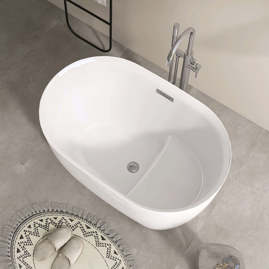 Medunjess 43” Swan Freestanding acrylic bathtub with bench