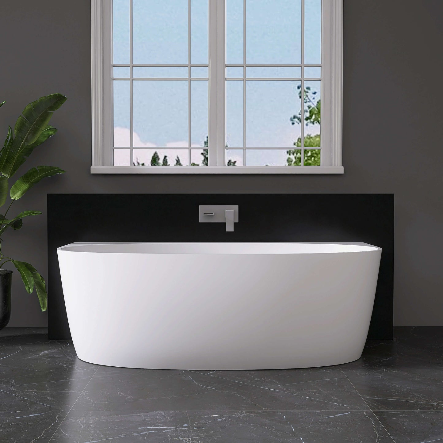 Medunjess 67” Cove Freestanding acrylic bathtub