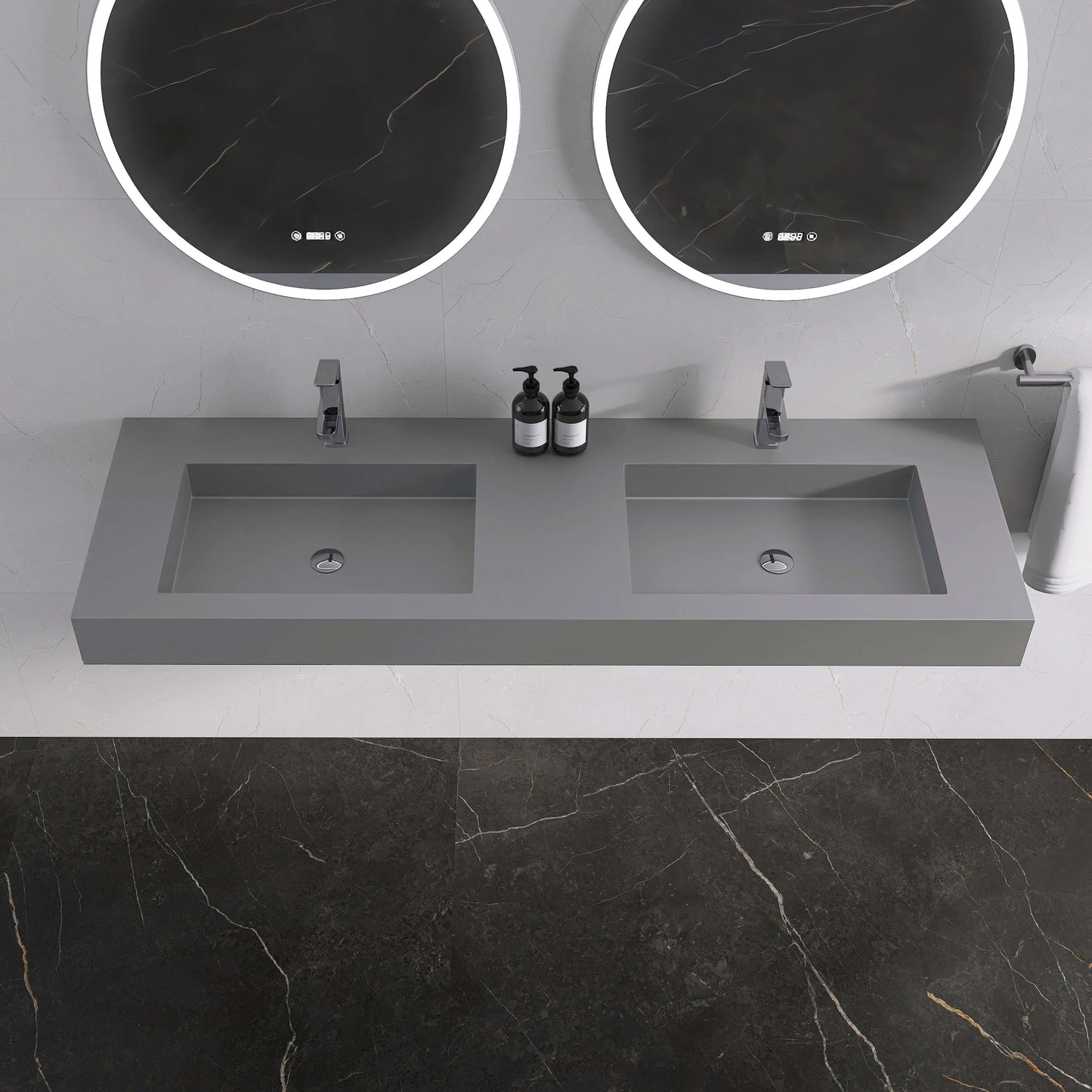 Medunjess 59'' Nimbus Wall Mounted Bathroom Sink Solid Surface Sink