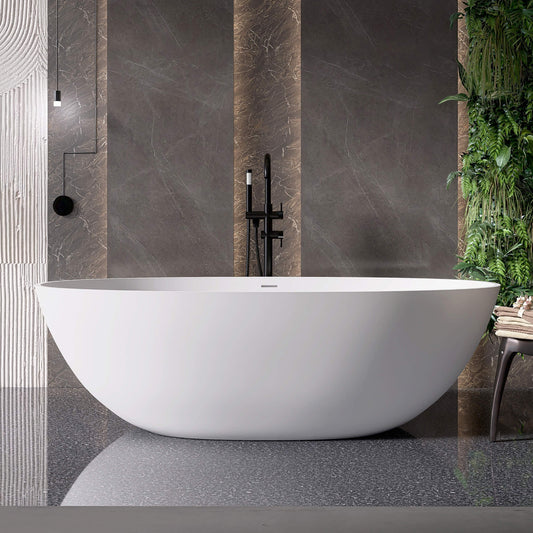 71" Freestanding Soaking Bahtutb Solid Surface Stone Resin Soaking Bathtub