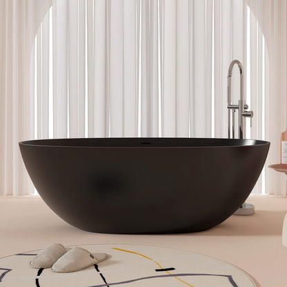 Medunjess 65'' Oval Luxury Resin Stone Soaking Tub