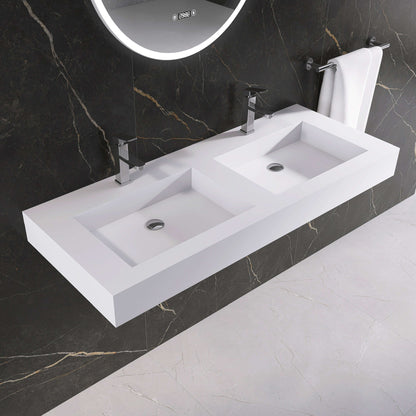 Medunjess 47'' Elytra Wall Mounted Bathroom Sink Solid Surface Sink
