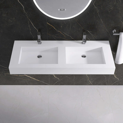 Medunjess 47'' Elytra Wall Mounted Bathroom Sink Solid Surface Sink