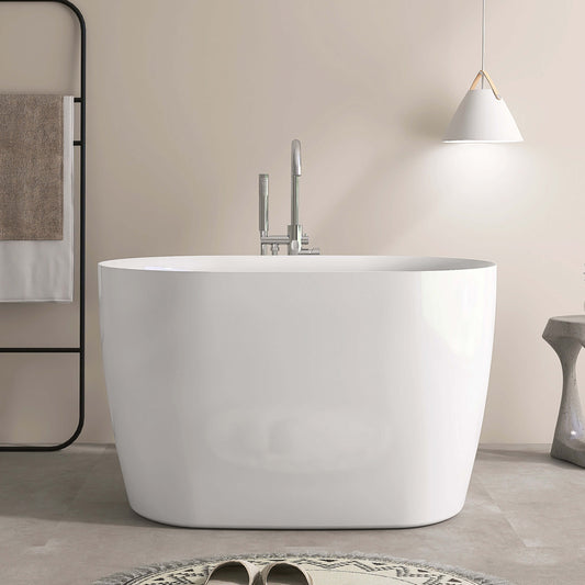 Medunjess 43” Swan Freestanding acrylic bathtub with bench