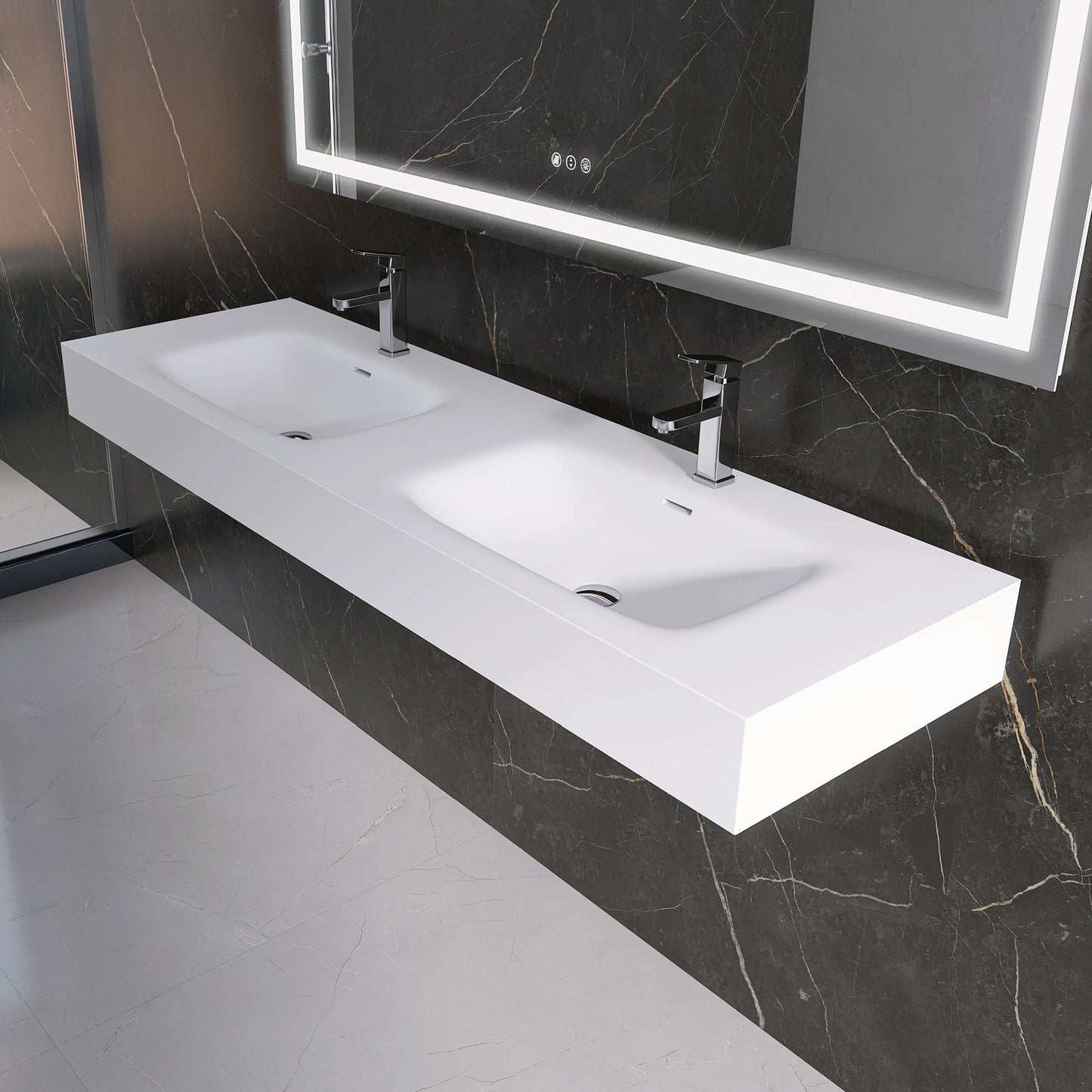 Medunjess 59'' Caelum Wall Mounted Bathroom Sink Solid Surface Sink