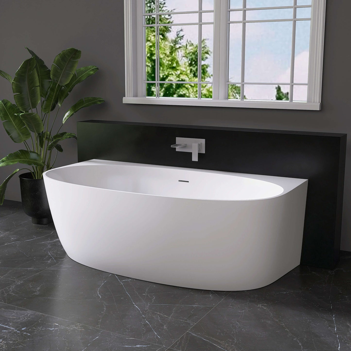 Medunjess 67” Cove Freestanding acrylic bathtub