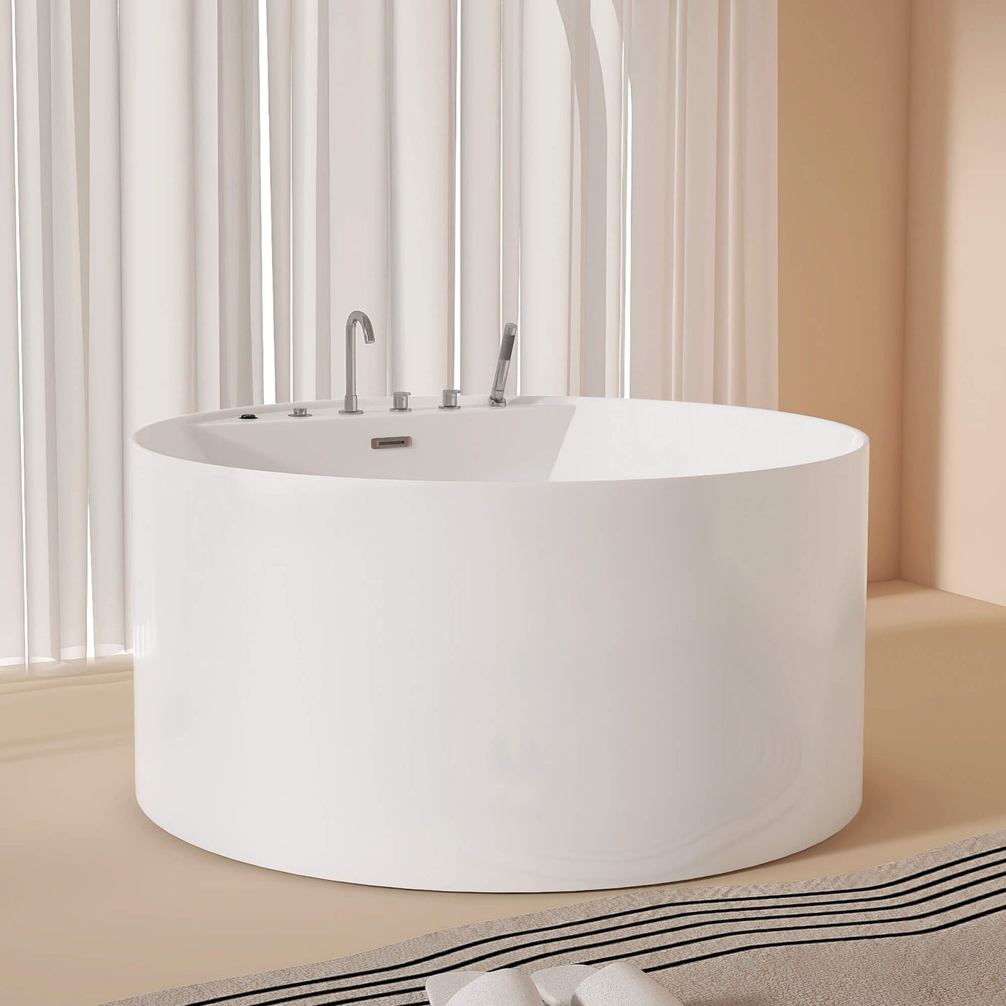 Medunjess 71” Aura Freestanding acrylic massage bathtub，6-nozzle massage