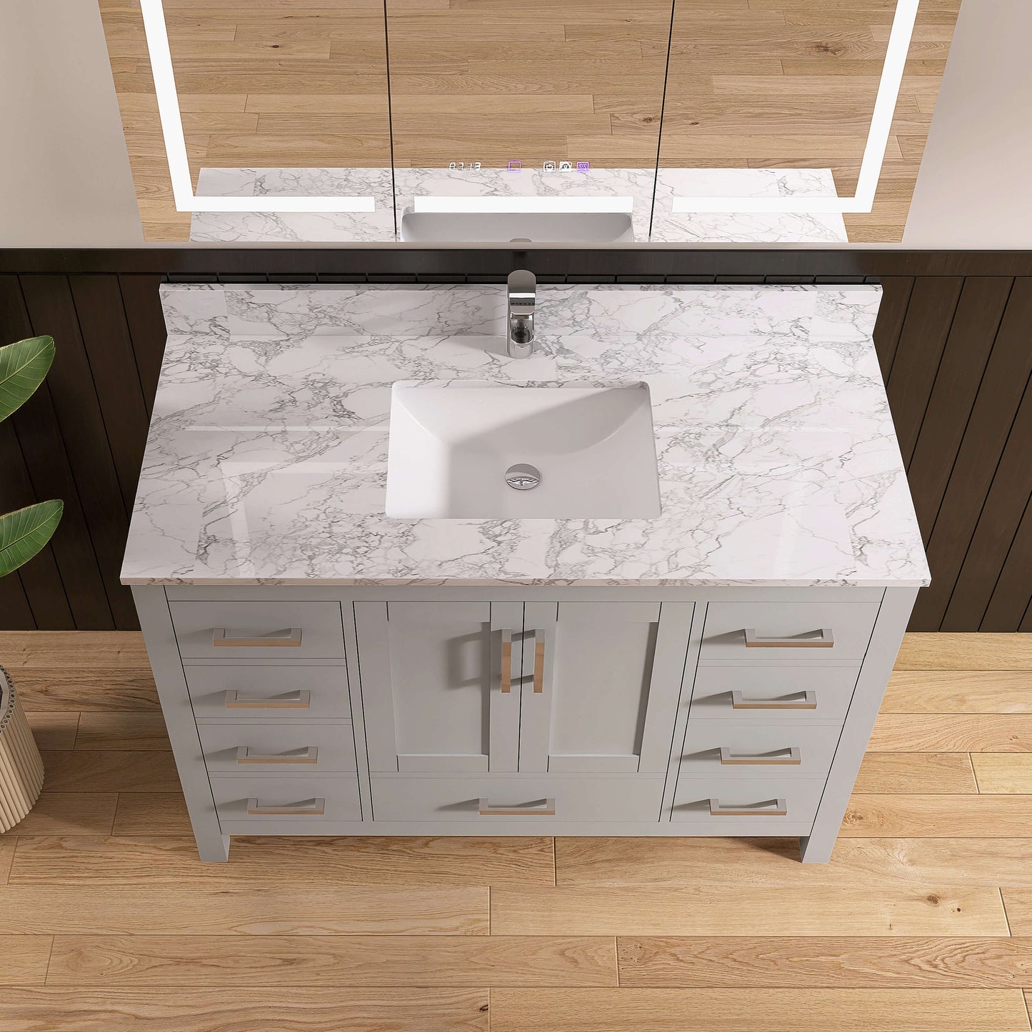 Medunjess 47'' Pivot Bathroom Vanities With Single Sink