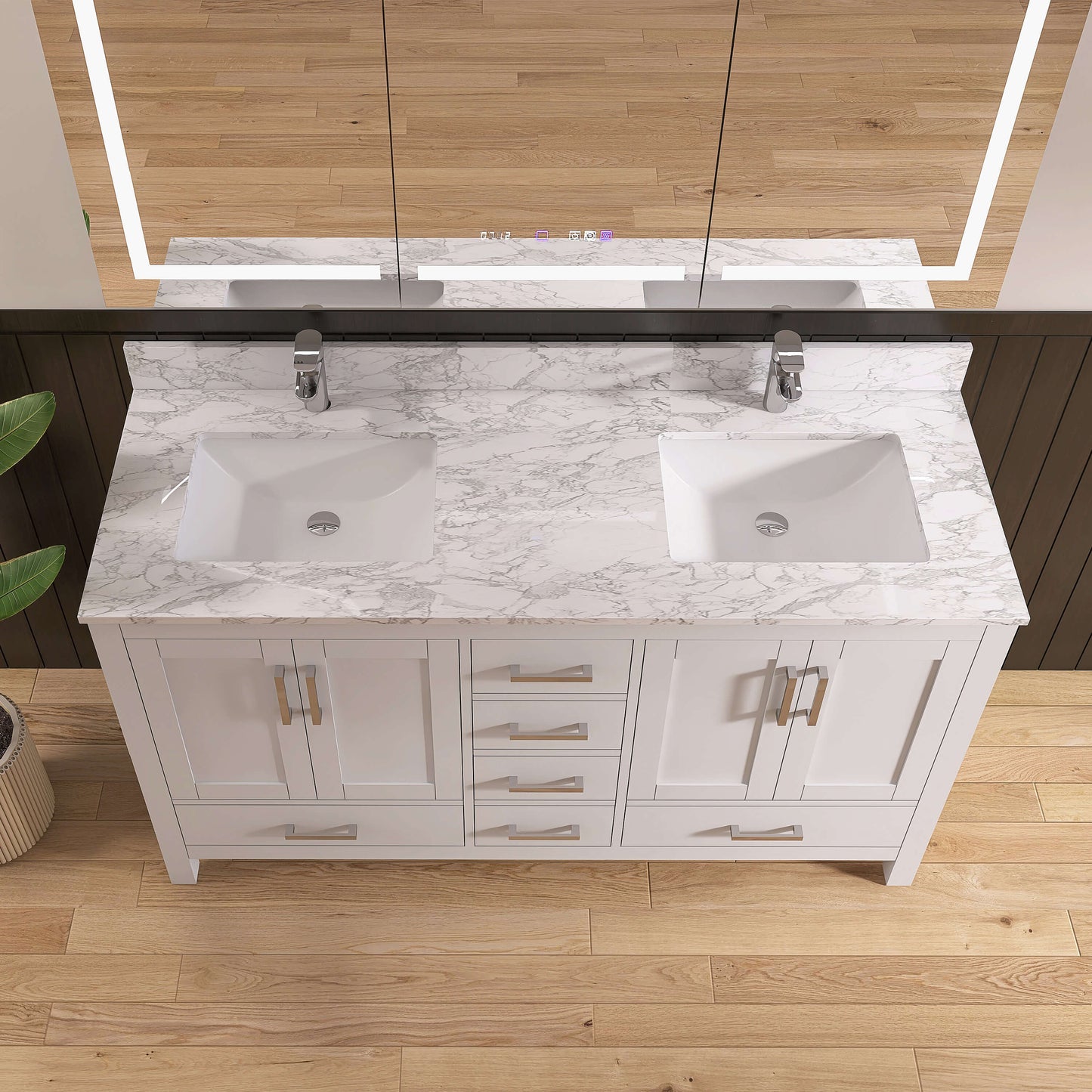 Medunjess 59'' Alcove Bathroom Vanities With Double Sink