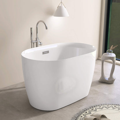Medunjess 43” Swan Freestanding acrylic bathtub with bench