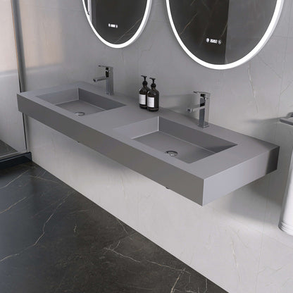 Medunjess 59'' Nimbus Wall Mounted Bathroom Sink Solid Surface Sink