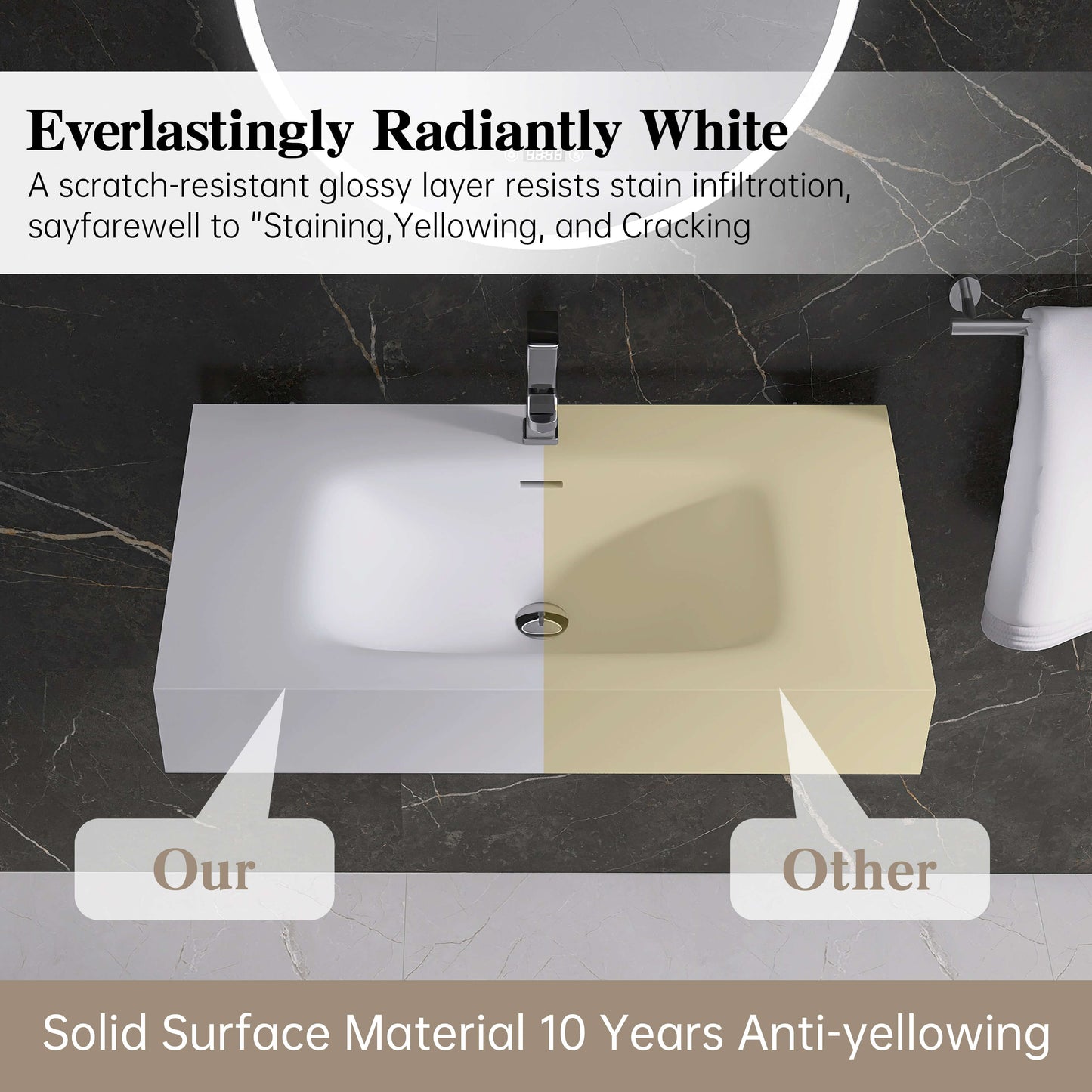 Medunjess 32'' Aether Wall Mounted Bathroom Sink Solid Surface Sink