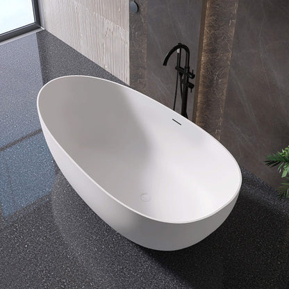 Medunjess 71" Freestanding Tub Solid Surface Resin Stone Freestanding Soaking Bathtub